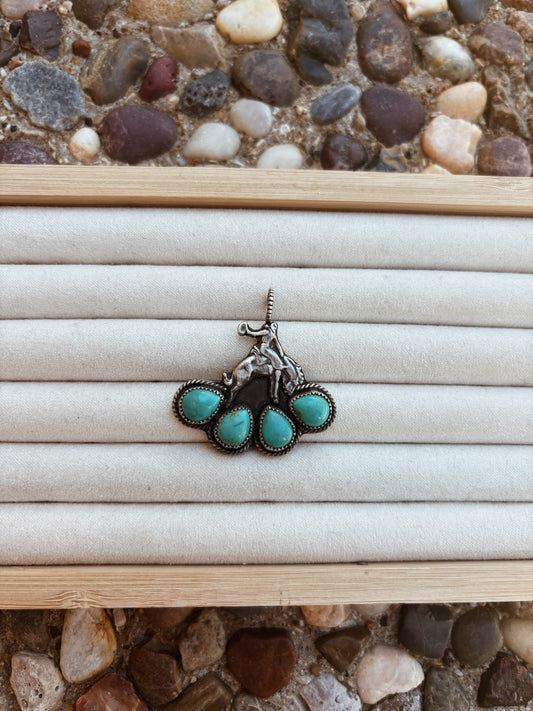 Turquoise Bronc Pendant