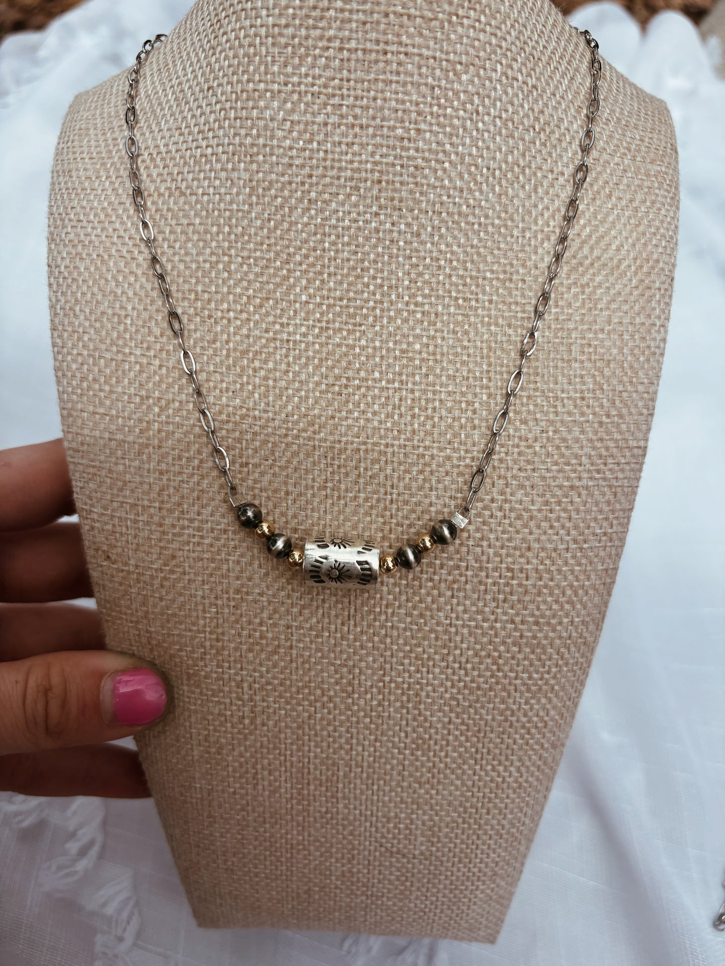Gold Barrel Necklace