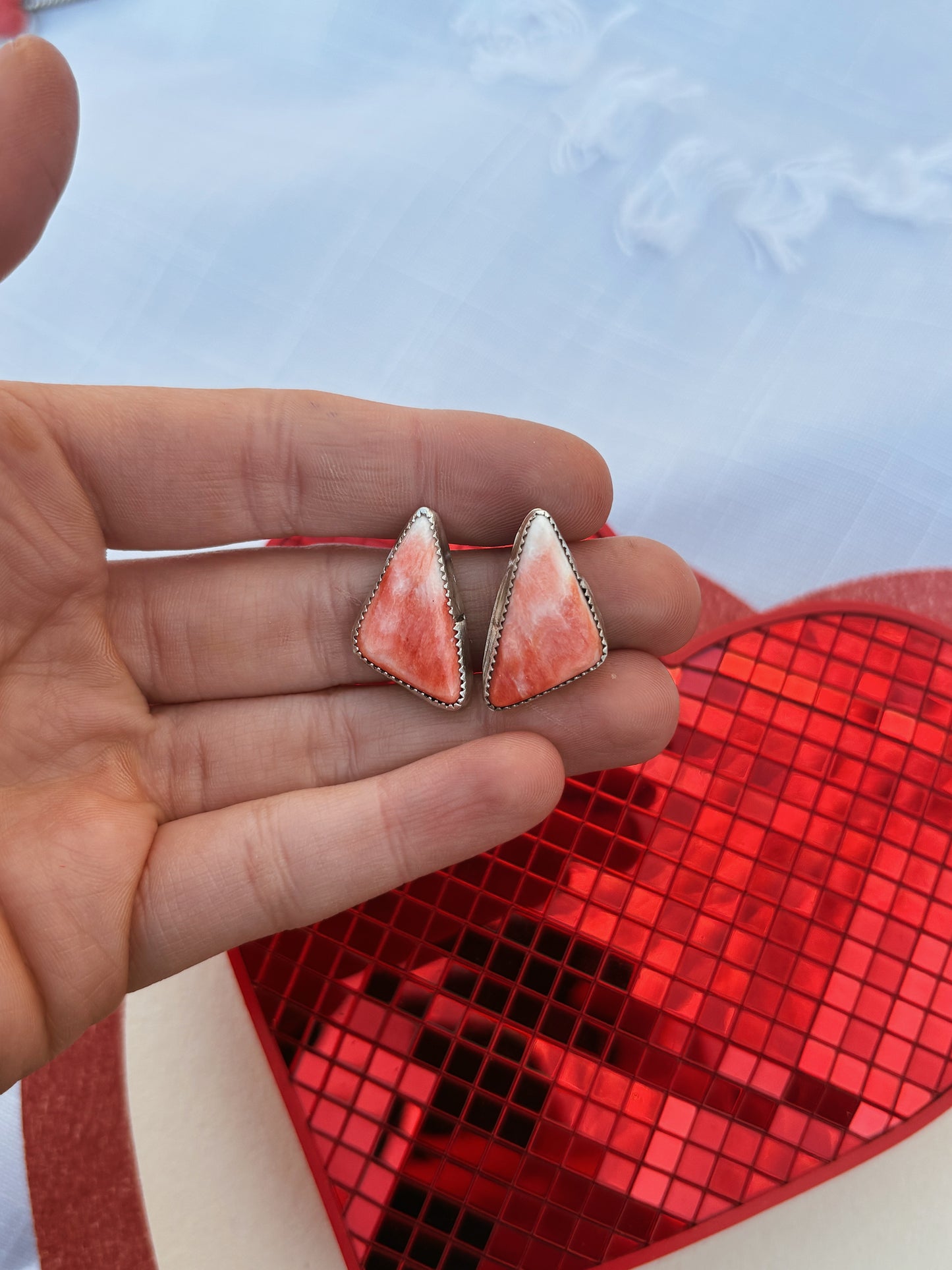Red Spiny Earrings