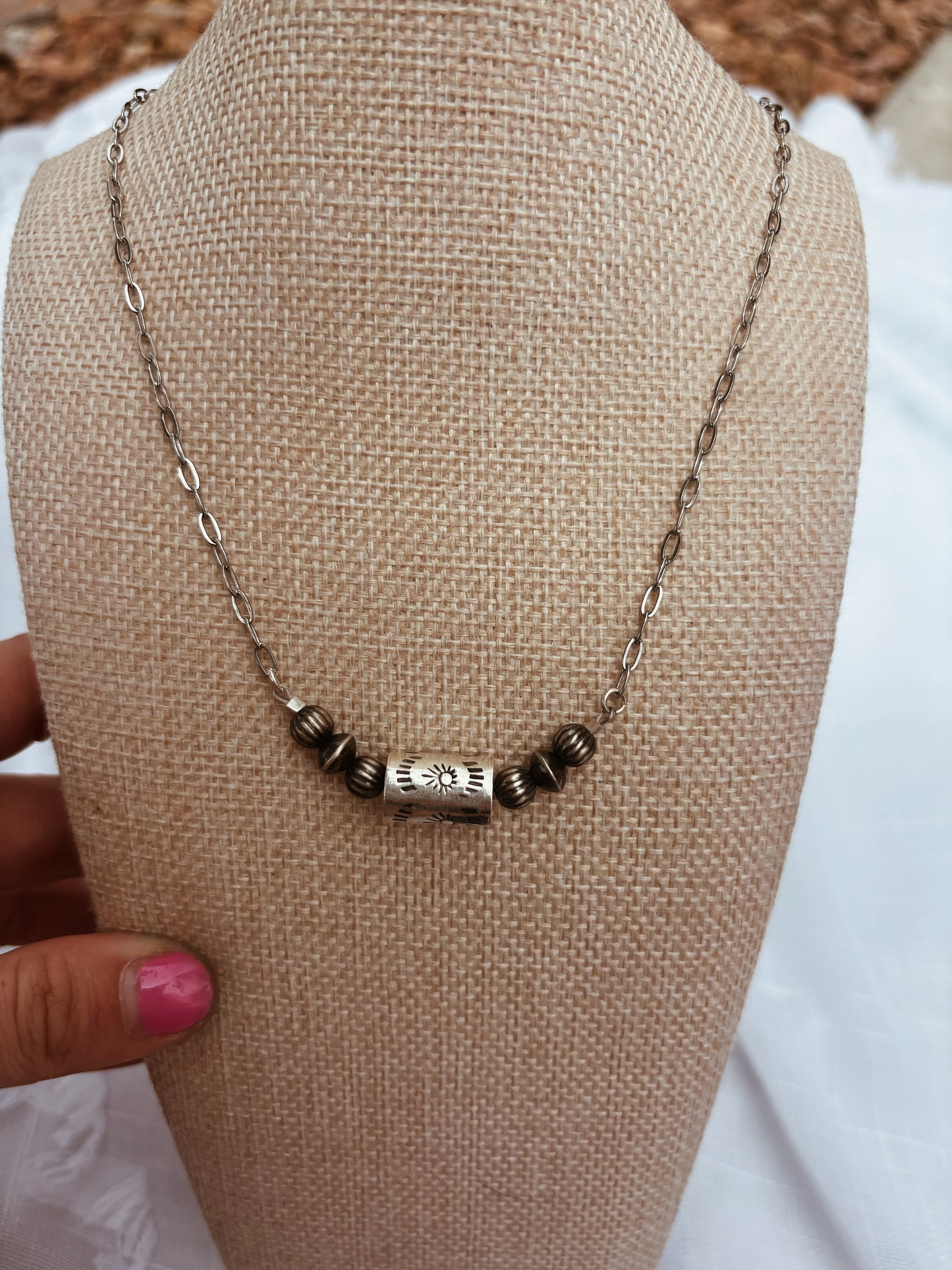 Silver Barrel Necklace