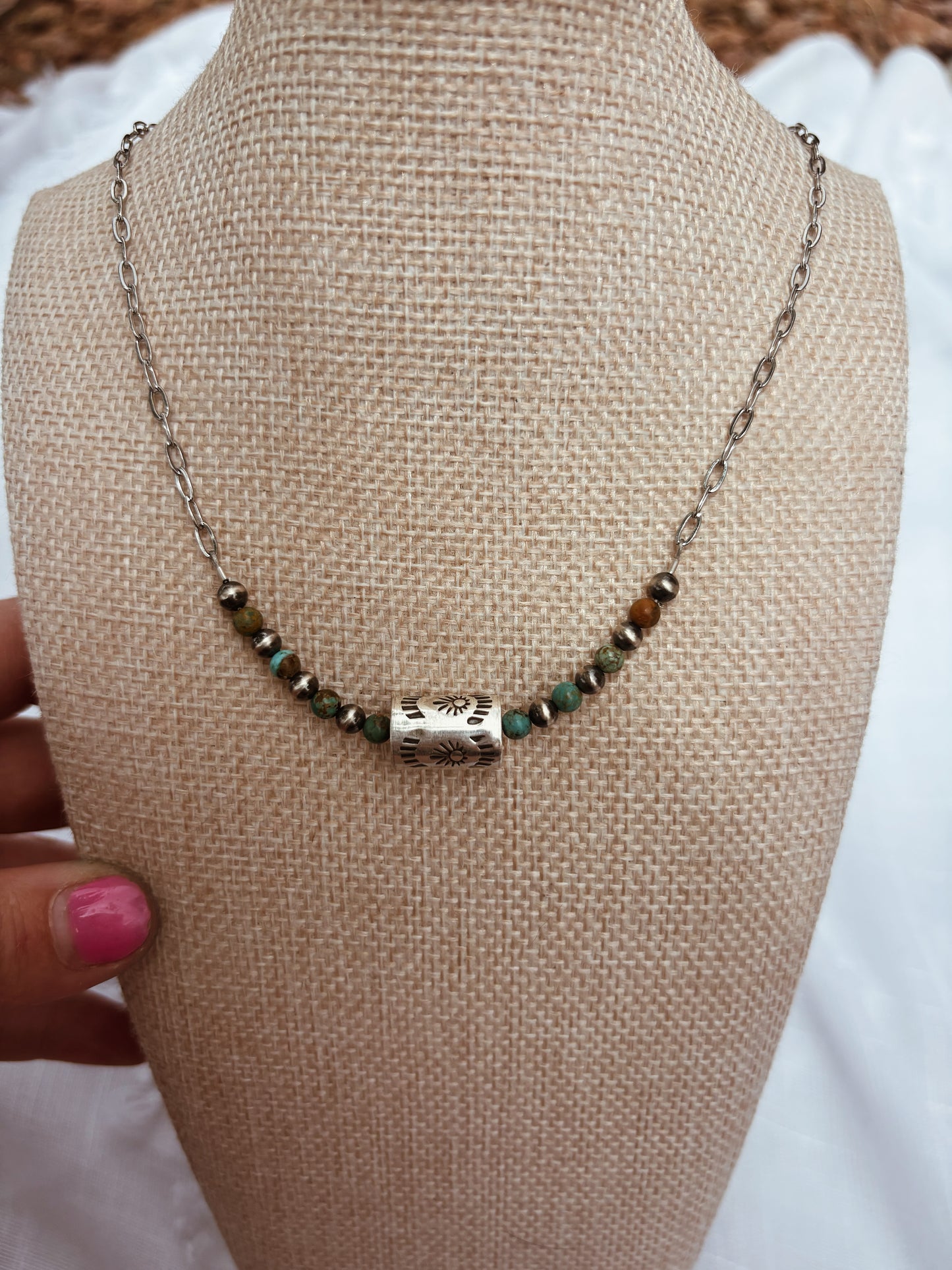Turquoise Barrel Necklace